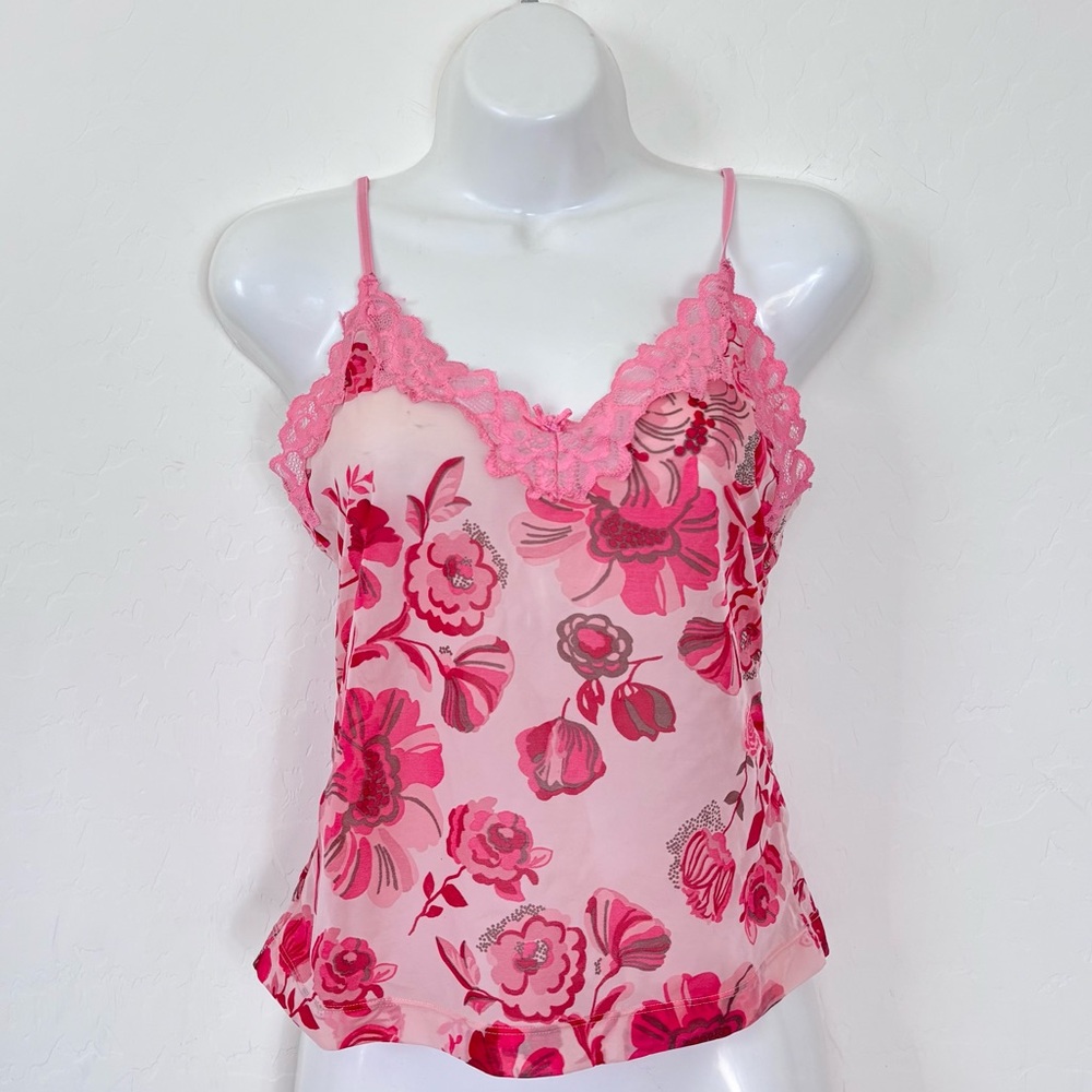 Vintage Y2K Floral Lace Cami Top Fairy Grunge Coquette Balletcore Cottagecore